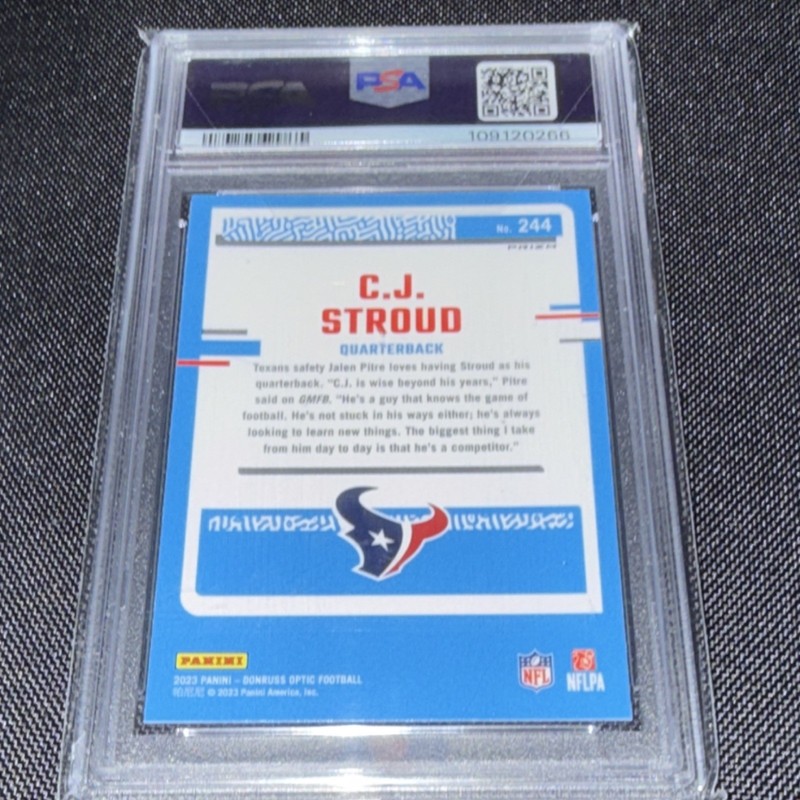 2023 Donruss Optic C.J. Stroud #ANBC-14 Pink Rookie PSA 9 view 2