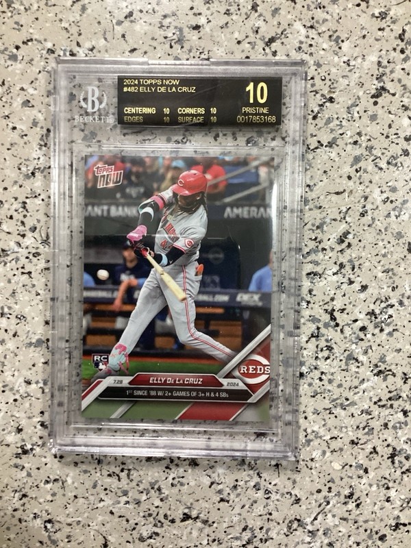 PRISTINE BLACK LABEL BGS 10 Elly De La Cruz 2024 Topps Now #482 Reds Rookie Card