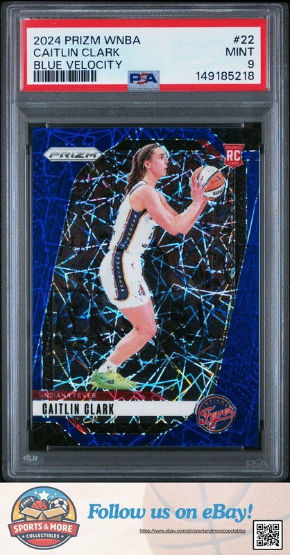 Caitlin Clark 2024 Panini Prizm Wnba #22 Blue Velocity PSA 9