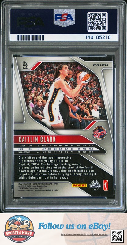 Caitlin Clark 2024 Panini Prizm Wnba #22 Blue Velocity PSA 9 view 2