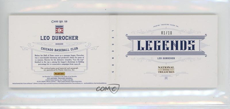 2012 Panini National Treasures Materials 1/10 Leo Durocher #59 Auto HOF 1rt7 view 2