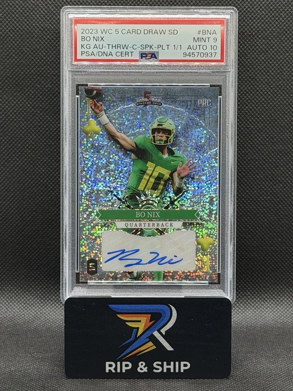 2023 Wild Card 5 Card Draw Bo Nix One of One PSA 9 Auto PSA 10 1/1