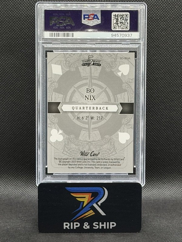 2023 Wild Card 5 Card Draw Bo Nix One of One PSA 9 Auto PSA 10 1/1 view 2