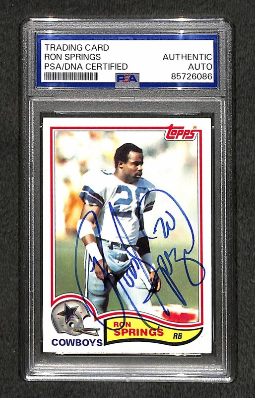 Signed Ron Springs 1982 Topps #325 Card Autographed  Dallas Cowboys RB Auto PSA
