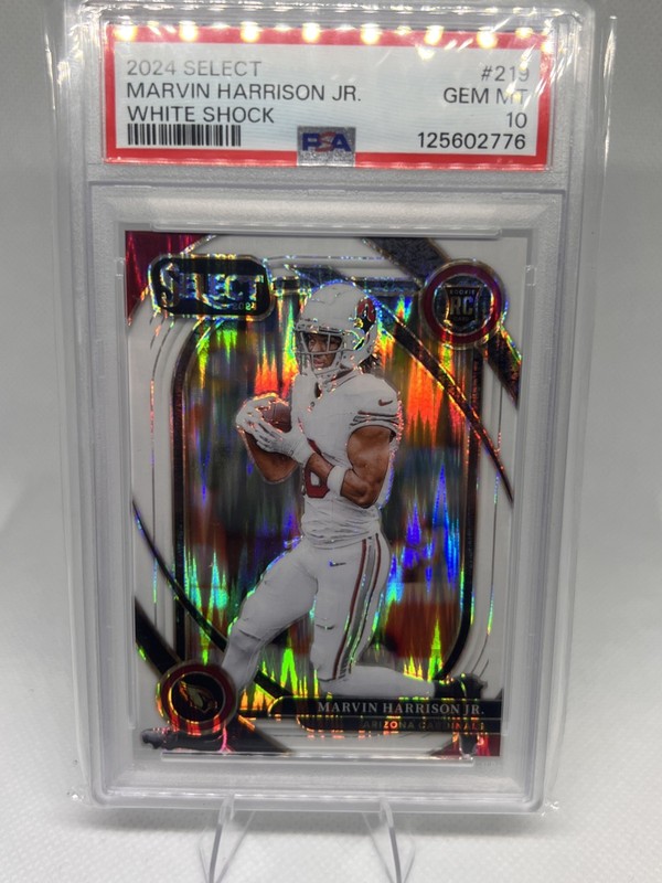 2024 Panini Select - Marvin Harrison Jr. Club RC White Prizm Shock #/199 PSA 10