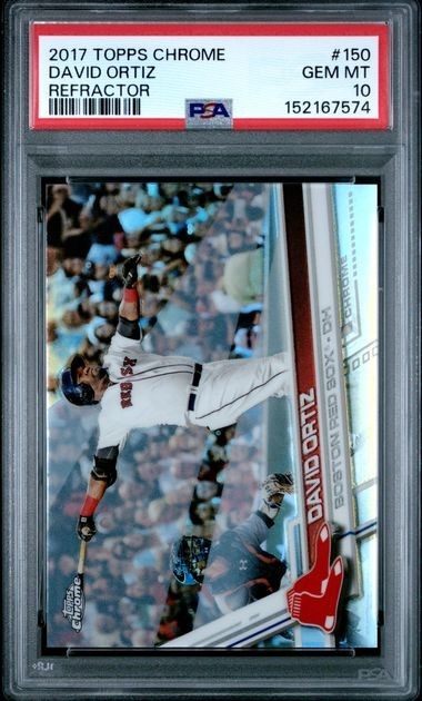 2017 TOPPS CHROME #150 DAVID ORTIZ REFRACTOR BOSTON RED SOX PSA 10 PAPI HOF MLB view 2