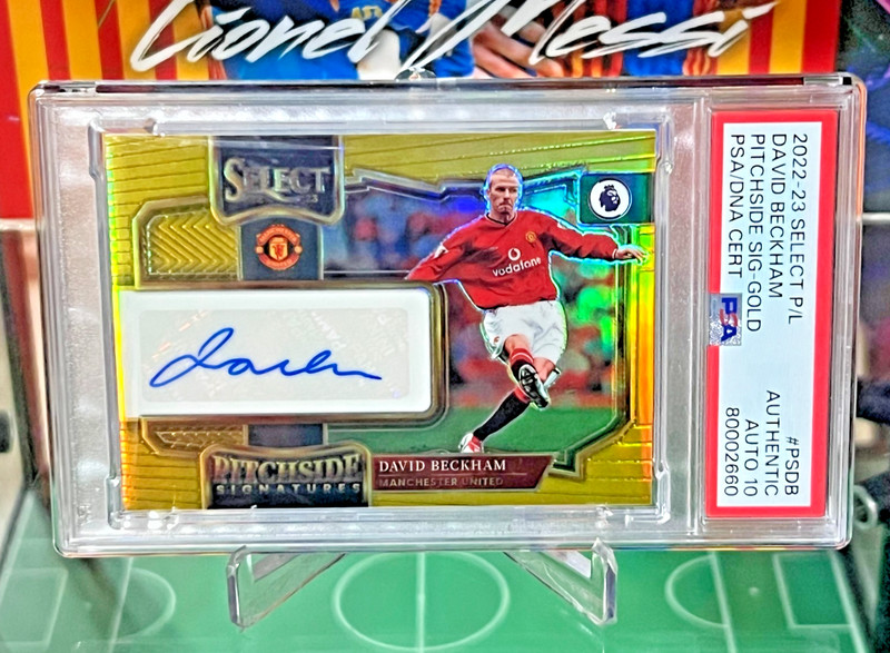 2022-23 Select Premier League David Beckham Gold Pitchside Auto /10 PSA Auto 10