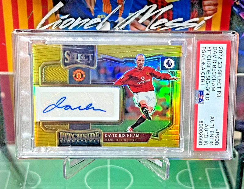 2022-23 Select Premier League David Beckham Gold Pitchside Auto /10 PSA Auto 10 view 2