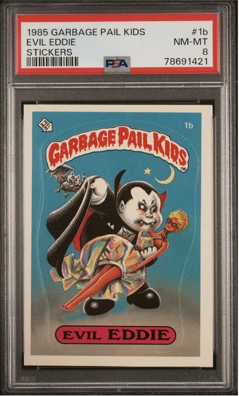 1985 Topps Garbage Pail Kids Evil Eddie PSA 8 Matte Sticker #1b OS1 Series 1 GPK