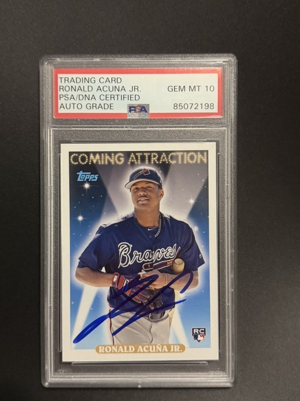 2018 Topps Ronald Acuna JR Rookie - Coming Attraction - On Card Auto - PSA 10  