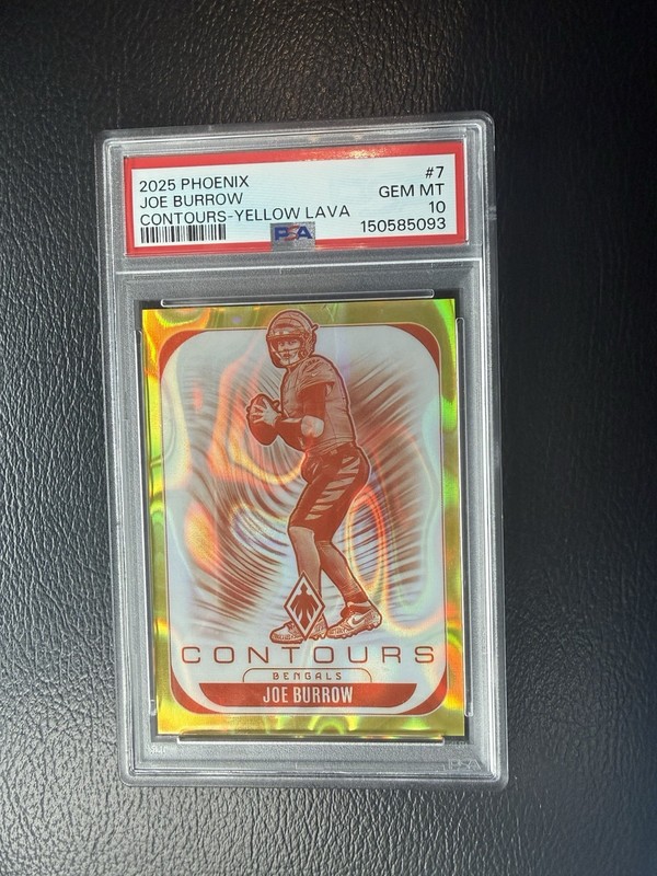 POP 1 🔥 2025 Panini Phoenix Joe Burrow Contours-Yellow Lava /99 PSA 10