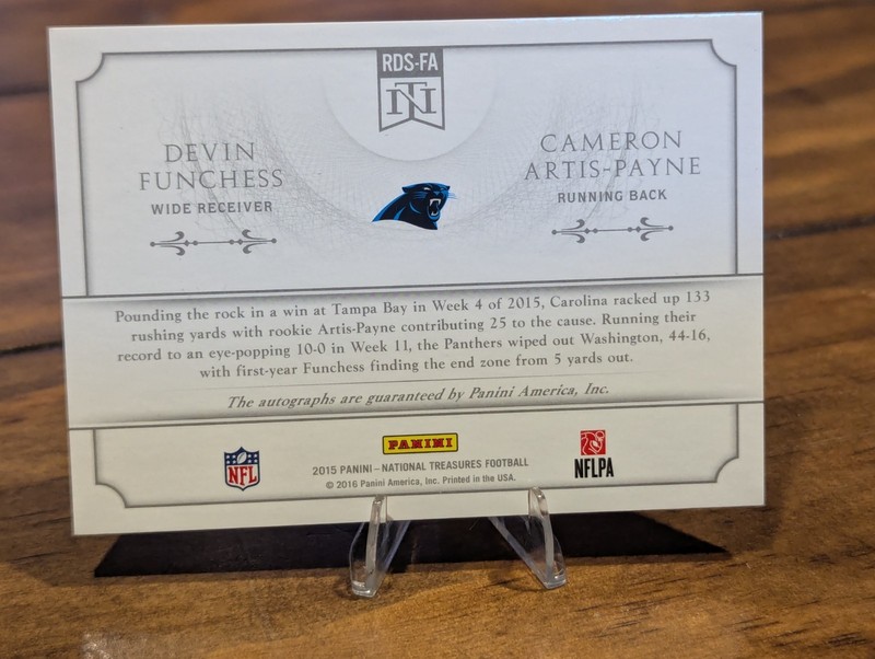 2015 National Treasures Devin Funchess Cameron Artis-Payne Dual Auto /49 UX8757 view 2