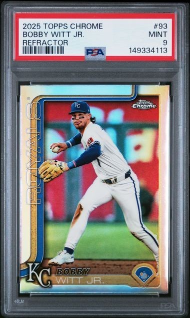 BOBBY WITT JR. 2025 TOPPS CHROME REFRACTOR BASEBALL CARD #93 PSA 9 MINT