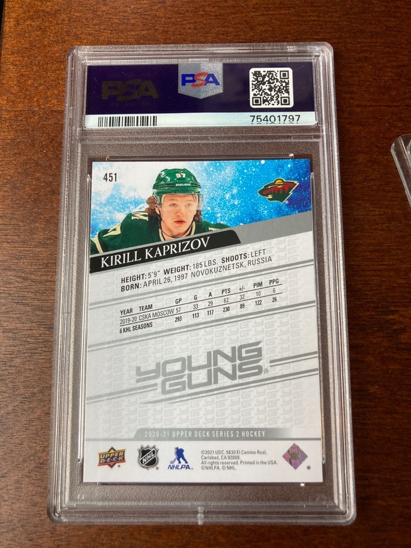 2020 Kirill Kaprizov Rookie Young Guns PSA 9 view 2