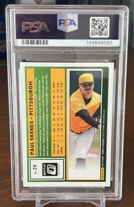2025 Donruss Paul Skenes Optic PSA 10 view 2