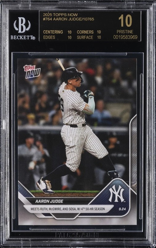 2025 TOPPS NOW #764 AARON JUDGE BGS 10 BLACK LABEL