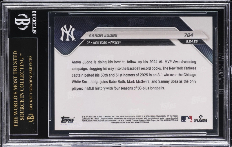 2025 TOPPS NOW #764 AARON JUDGE BGS 10 BLACK LABEL view 2