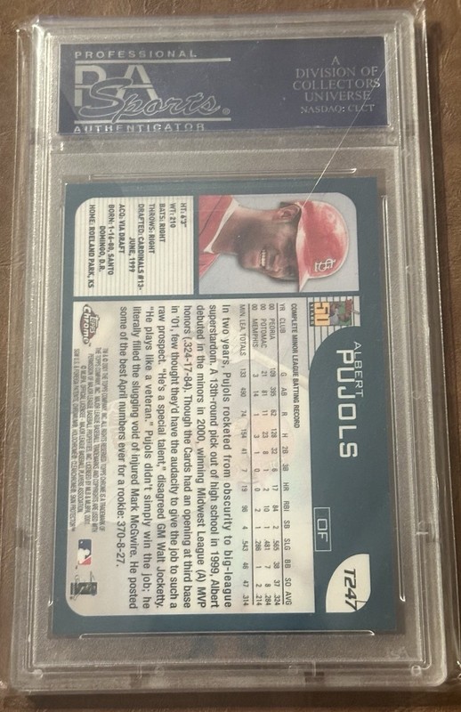 2001 Topps Chrome Traded Albert Pujols #T247 Rookie PSA 8 NM-MT view 2
