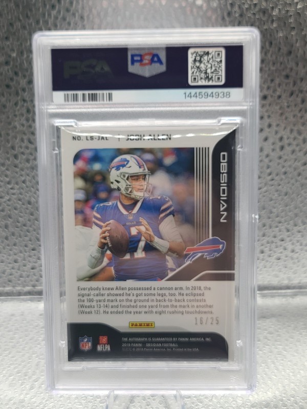 2019 Obsidian Lightning Strike Josh Allen Auto /25 LS-JAL PSA 9 - POP 5 view 2