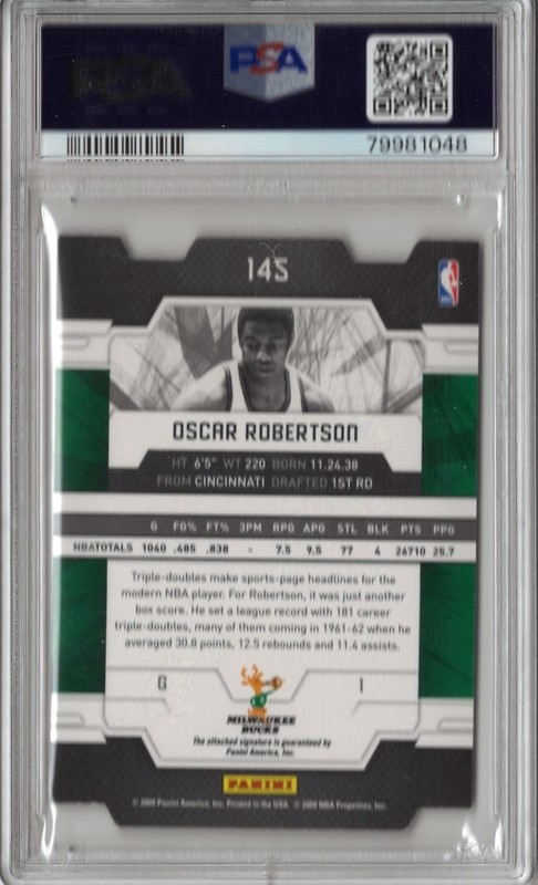 Oscar Robertson - 2009 Panini Donruss Elite Die Cut Black Auto 1/1!!!! view 2