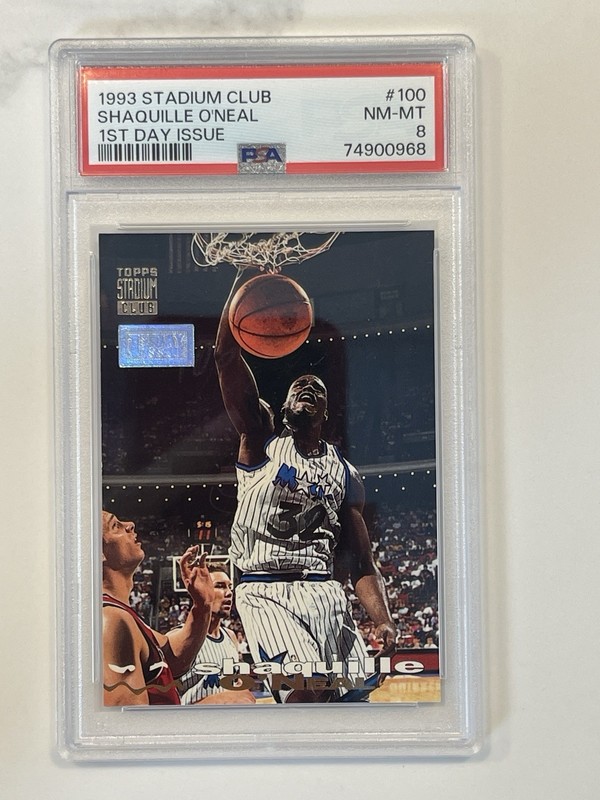 1993 Shaquille O'Neal Stadium Club 1ST DAY ISSUE #100 PSA 8