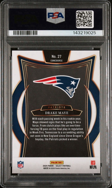 2024 Panini Select Concourse Drake Maye #27 (RC) PSA 10 GEM MINT - QUANTITY view 2