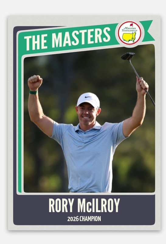 Rory McILROY 2026 Masters Champion Golf Card