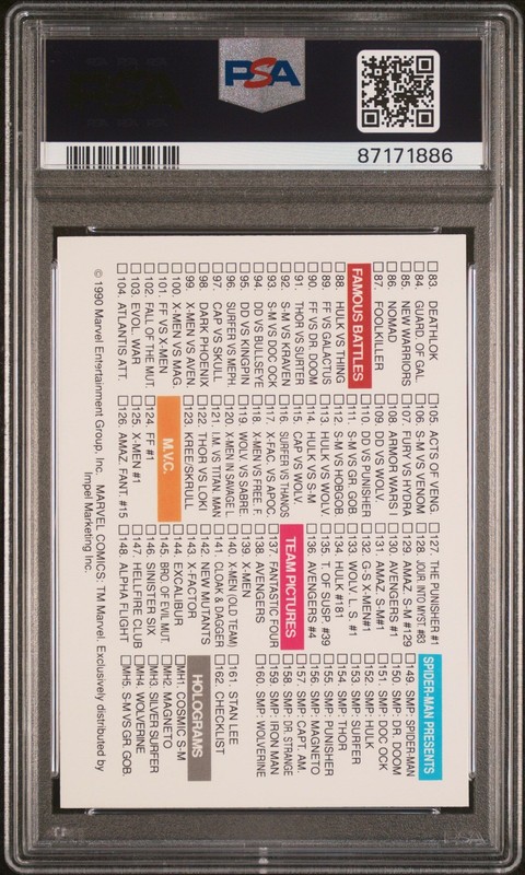 1990 Impel Marvel Universe PSA 6 CHECKLIST PSA 6 #162 view 2