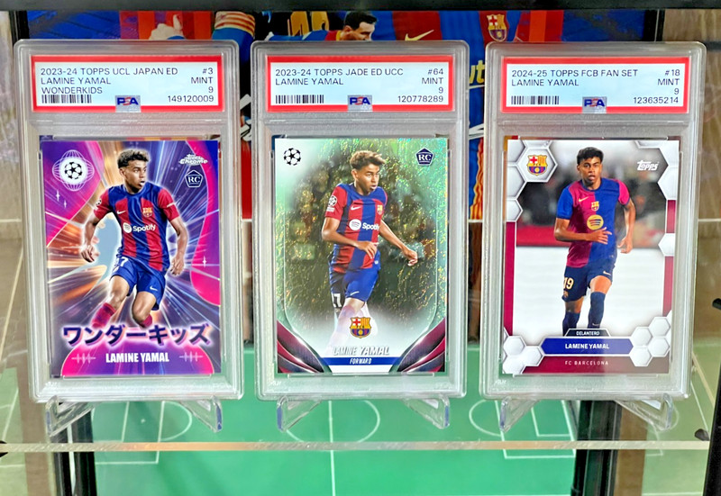 3 Lamine Yamal Card Topps FCB Team Set + UCL Wonderkids Japan + Jade UCC PSA 9