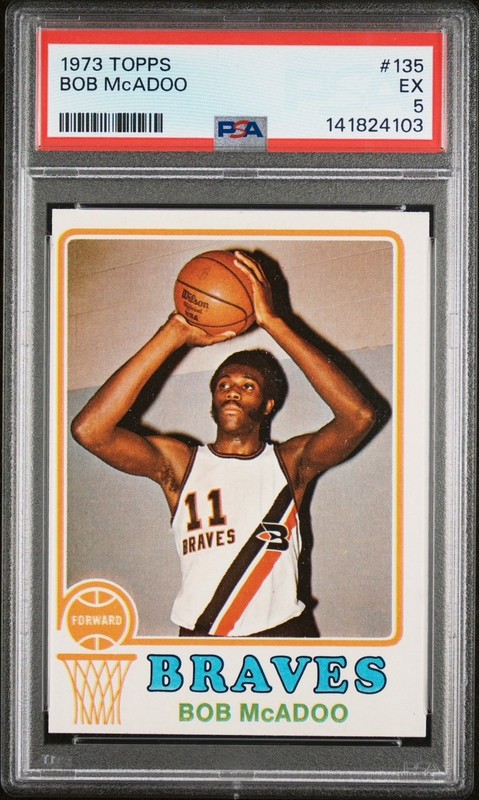 vintage PSA 5 - TOPPS 1973 BOB McADOO ROOKIE RC BASKETBALL CARD #135 - BRAVES