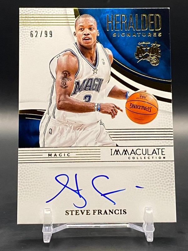 Steve Francis 2024-25 Panini Immaculate Auto Heralded Signatures #/99 On Card