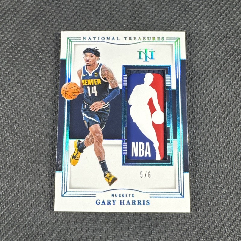 2023-24 Panini National Treasures Gary Harris #CLM-YGA Colossal Logoman 5/6 GU