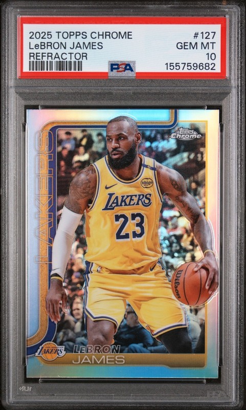 2025 TOPPS CHROME REFRACTOR #127 LEBRON JAMES LAKERS PSA 10