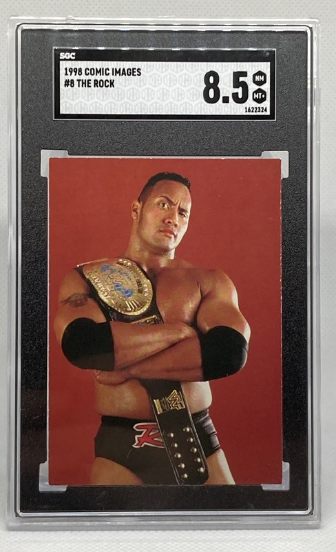 1998 Comic Images WWF Superstarz #8 The Rock Rookie RC SGC 8.5 Dwayne Johnson