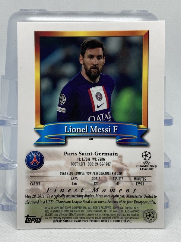 2022-23 Topps Finest Flashbacks UEFA Lionel Messi #30 PSG view 2