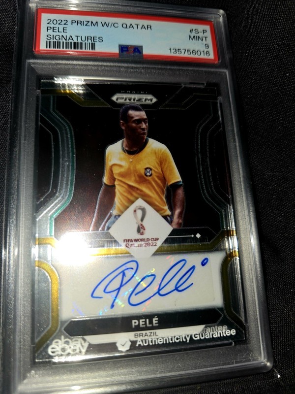 $4K?🤩BRIGHT AUTO FOIL🤩 WORLD CUP QATAR PELE PSA CERT PANINI PRIZM 2022 SIGNED!