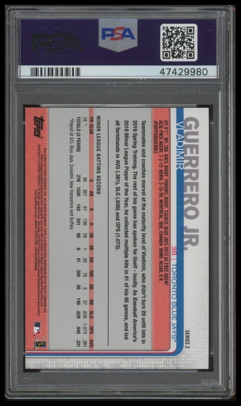 2019 Topps #NNO Vladimir Guerrero Jr. PSA 9 Rookie Toronto Blue Jays view 2