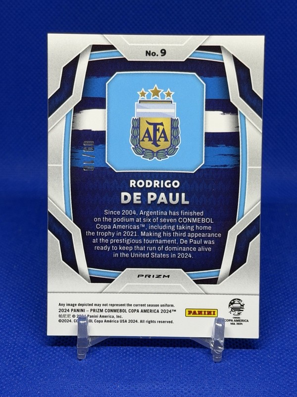 Rodrigo De Paul 2024 Panini Prizm Copa America #9 Gold Prizm /10 Argentina view 2