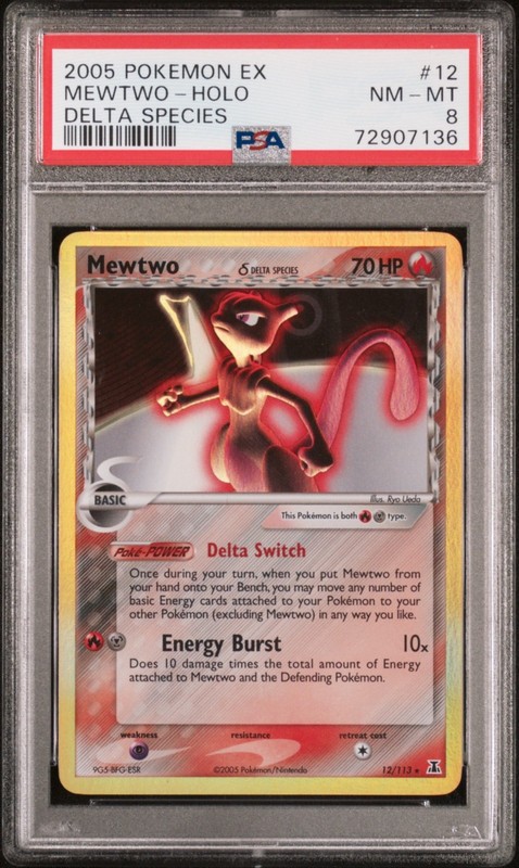 2005 Pokémon EX Delta Species Mewtwo Holo #12 PSA 8 NM-MT Rare Vintage