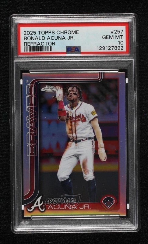 2025 Topps Chrome Refractor Ronald Acuna Jr Acuña #257 PSA 10 GEM MT 13by
