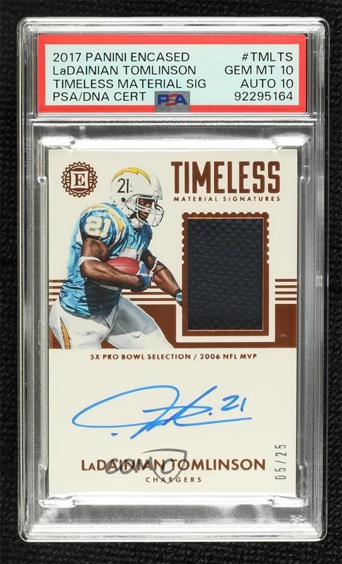 2017 Panini Encased 5/25 LaDainian Tomlinson #TM-LTS PSA 10 GEM MT Auto HOF 0lv3