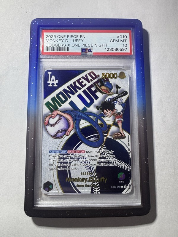 2025 One Piece EN Dodgers X One Piece Night #010 Monkey D Luffy PSA 10 GEM MINT