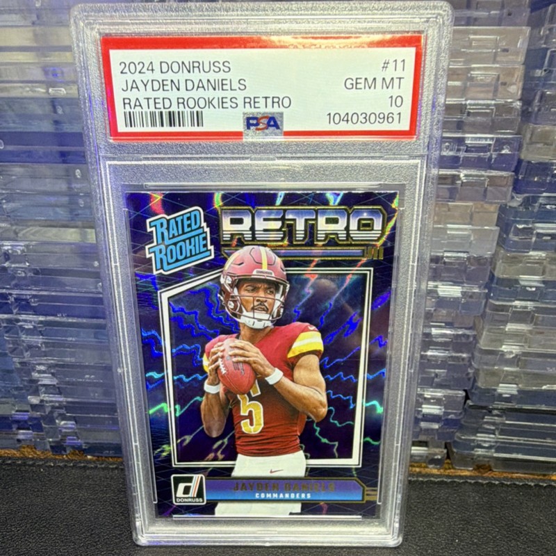 Panini 2024 Donruss Rated Rookie Retro Jayden Daniels #11 PSA 10 Commanders