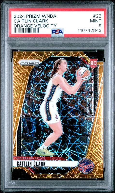 2024 Panini Prizm WNBA Caitlin Clark Orange Velocity RC #22 PSA 9 Fever A2