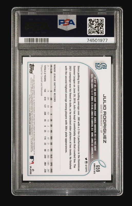 2022 Topps Complete Set Julio Rodriguez #659 RC Variation PSA 10 Gem Mint view 2