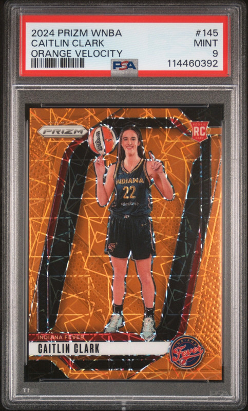 2024 Prizm WNBA Caitlin Clark Orange Velocity Rookie RC #145 PSA 9 Fever S1