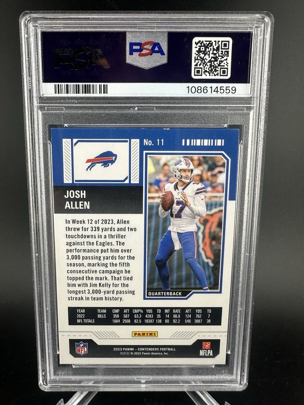 2023 Contenders JOSH ALLEN Season Ticket Mojo Silver PSA 8 #11 Buffalo Bills NFL view 2