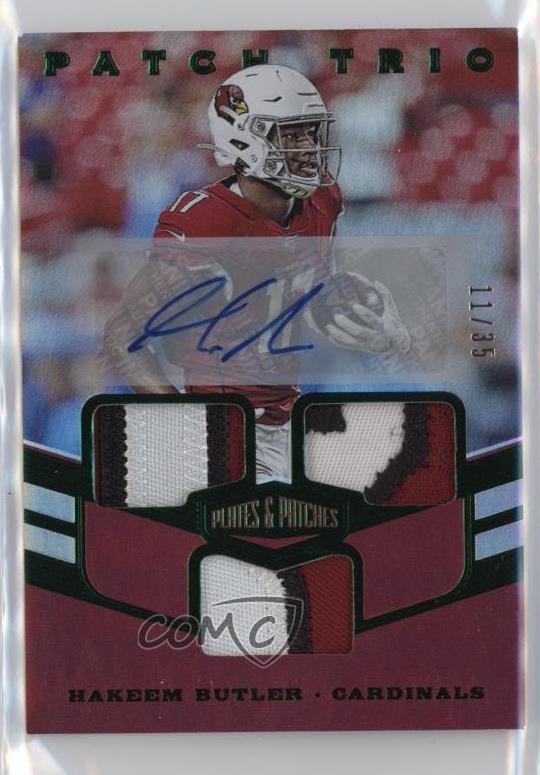 2019 Panini Plates & Patches Trio /35 Hakeem Butler #PT-HBU Patch Auto 4f5