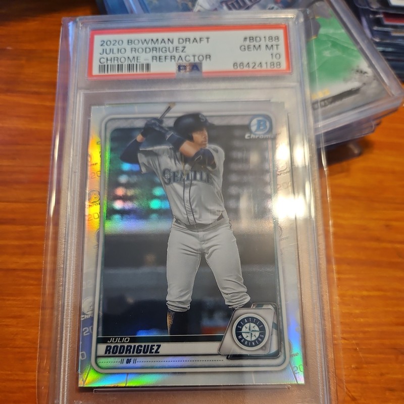 2020 Bowman Chrome Draft Julio Rodriguez Rookie Refractor Card #BD188 PSA 10 Gem