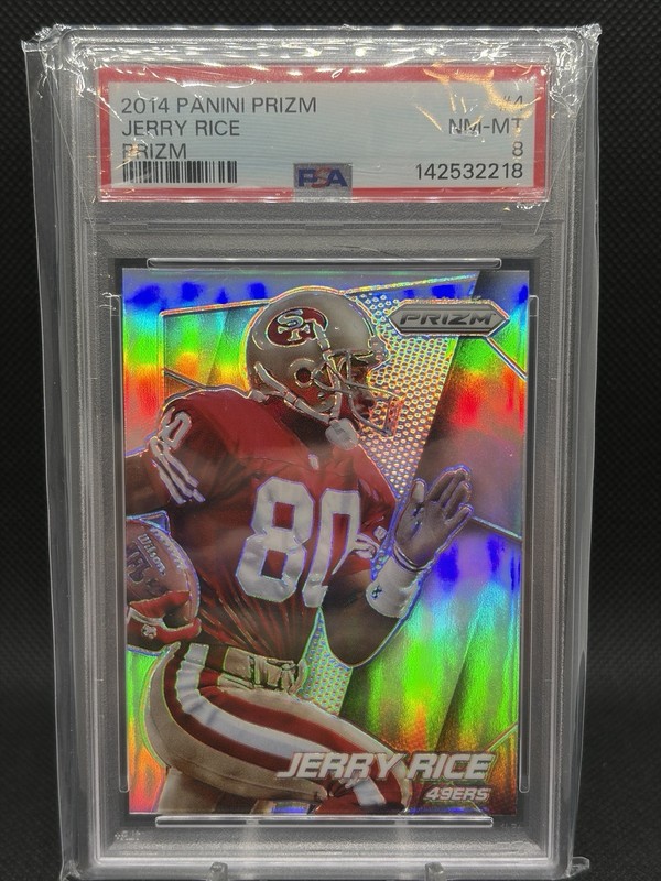 2014 Panini Prizm Jerry Rice Silver Prizm #4 PSA 8